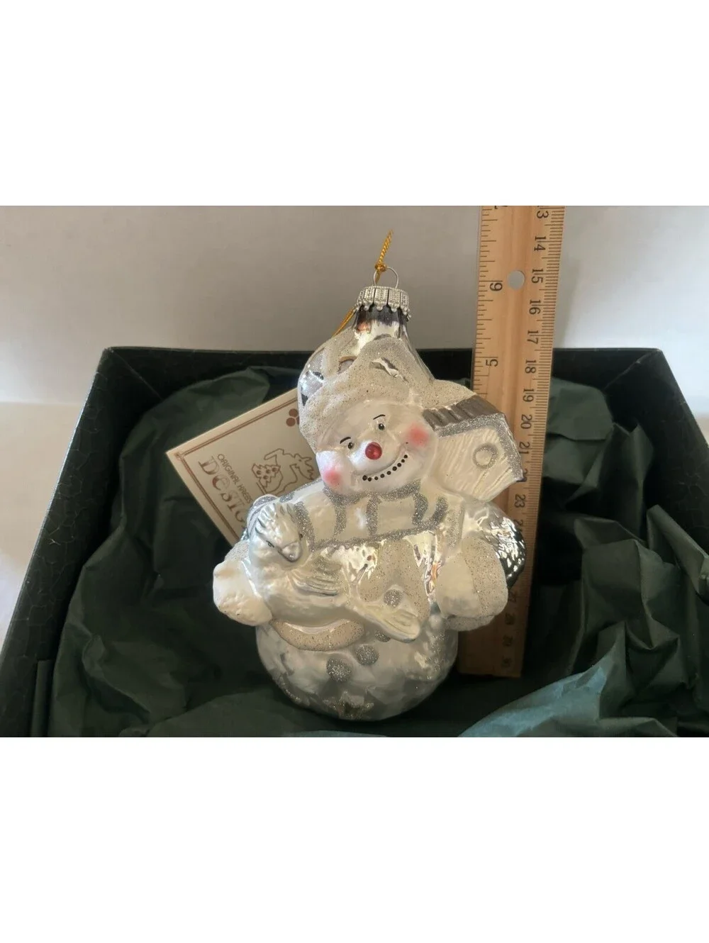Krebs Lauscha Mouth Blown Glass Snowman Christmas Ornament Germany VTG